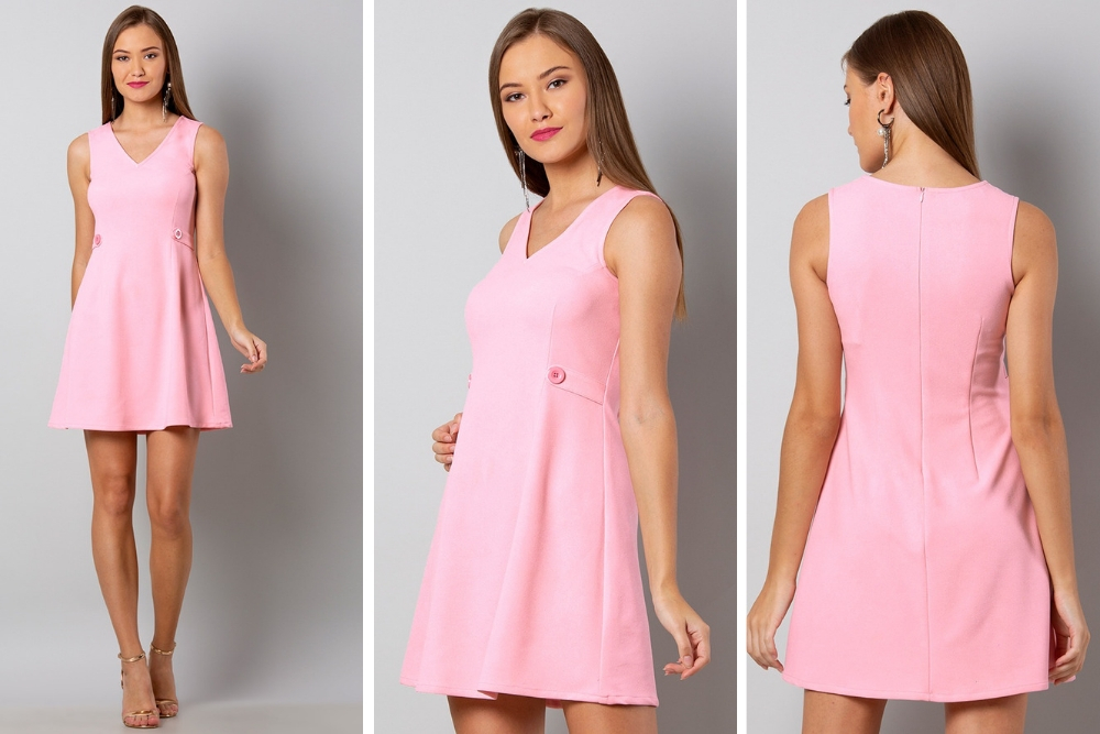 Pink Buttoned Skater Dress – Valentine Day (4/20)