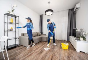 Professional cleaners in the apaartment
