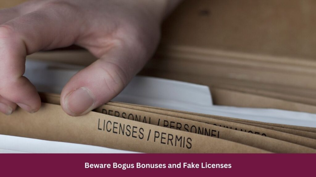Beware Bogus Bonuses and Fake Licenses